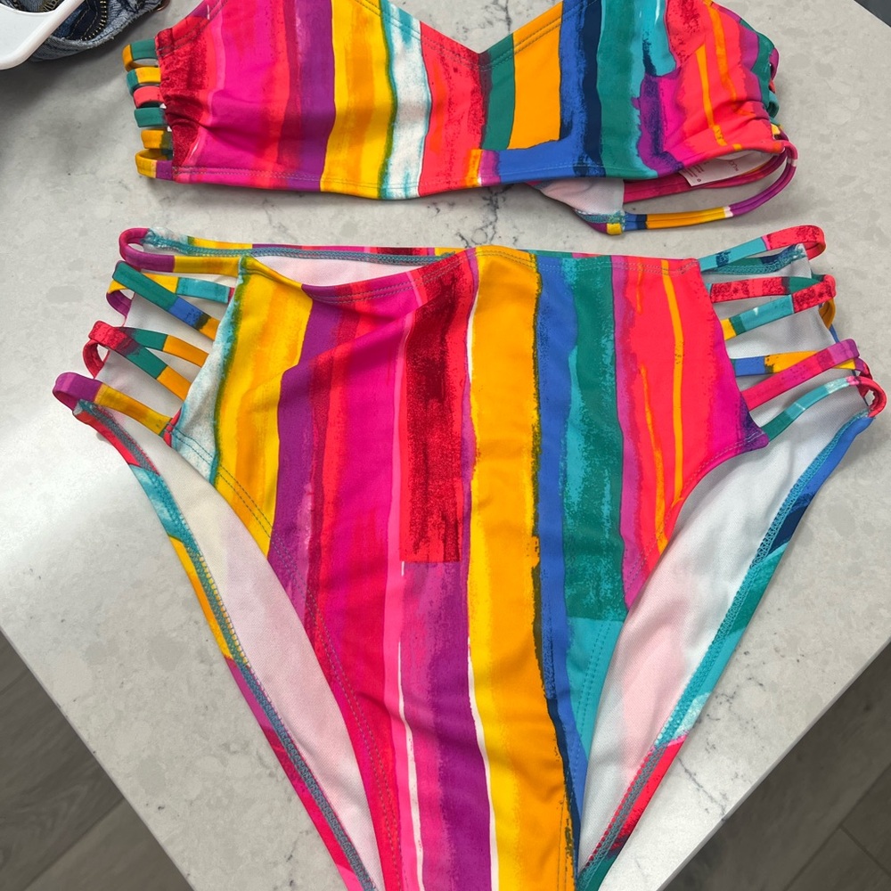 Xhilaration Multicolor Striped Kids Bikini